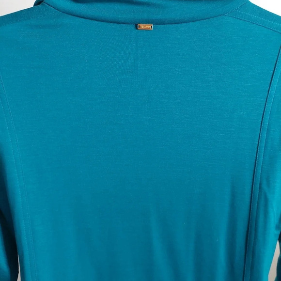 ST.JOHN Turquoise Jersey Zip up  lightweight Jacket cinched waist  Small - Picture 6 of 10